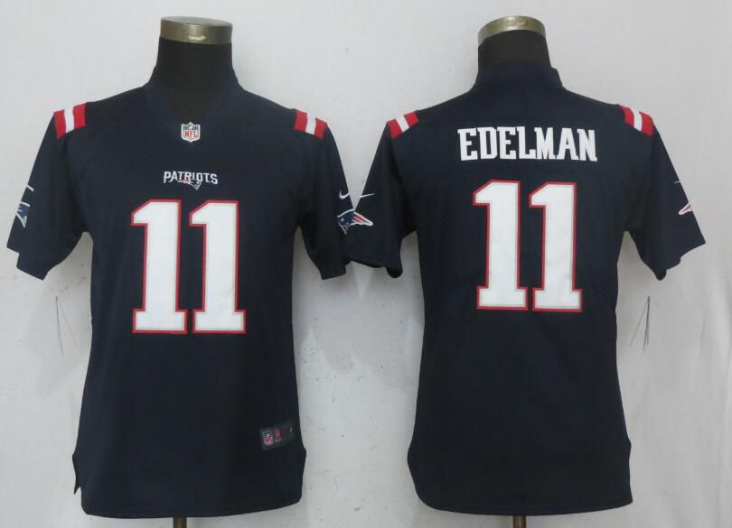 Women New England Patriots 11 Edelman Navy Blue Color Rush Nike NFL Jerseys
